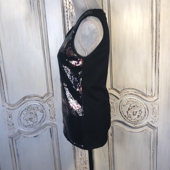 Verve Sleeveless Dark Floral Sequin  Sweater Vest/Shell Size Large - Picture 6 of 10